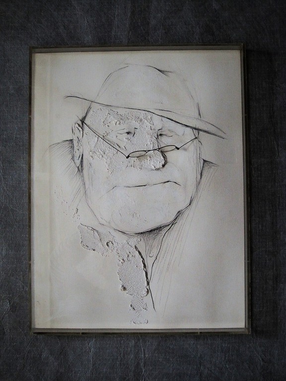 Opmerkelijk 3d materieschilderij in perspex box "man met (echte) bril"   kopen? Bied vanaf 1!