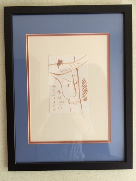 Herman Brood: Tekening op papier, Marlboro ligt verkocht voor € 150!