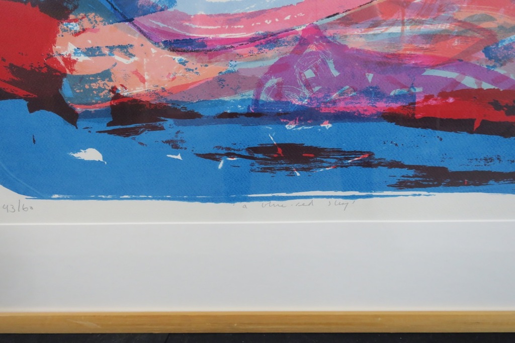 Anton Vrede: Litho, A blue and red sky - Ingelijst (Groot) kopen? Bied vanaf 50!