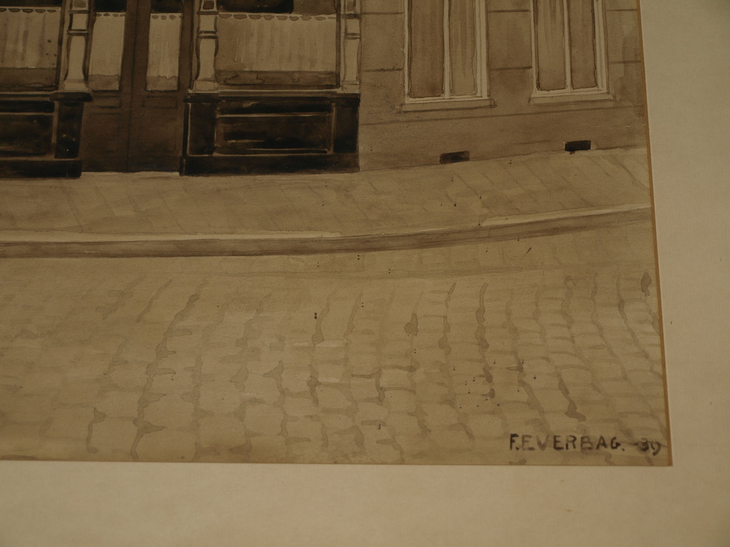 Frans Everbag : Sepia-aquarel – ’s-Hertogenbosch Schoofstraat – Gesigneerd-1939  kopen? Bied vanaf 1!