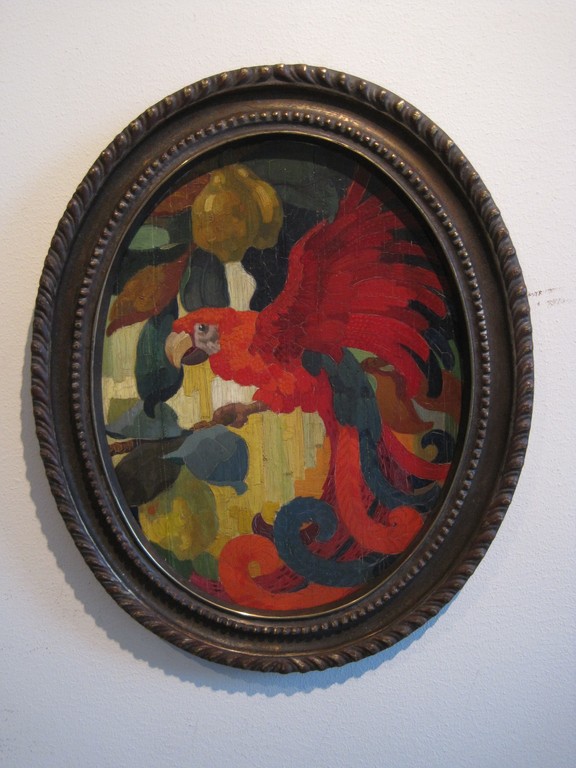 H.J.Eshuys 1888-1967 Rotterdam Kubisme 1915 olieverf "Papegaai"  verkocht voor € 180!