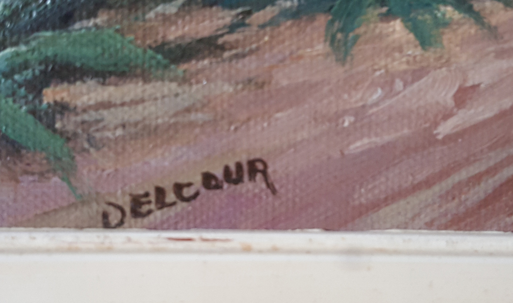 Pierre Delcour (1884-1976) , Zuidelijk meergezicht - olieverf op doek - gesignee kopen? Bied vanaf 1!