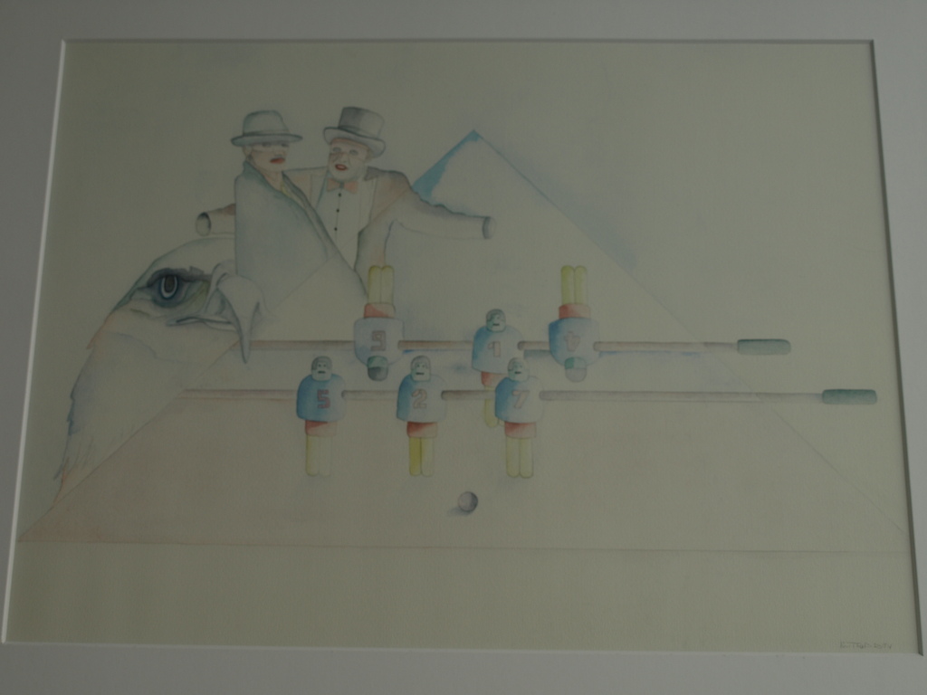 Ron Thuis – Aquarel – Tafelvoetbal – Gesigneerd & ingelijst - 1984 kopen? Bied vanaf 1!