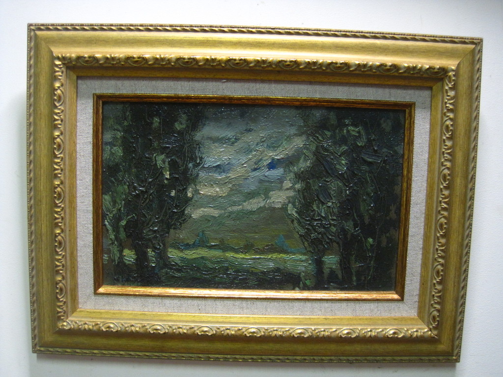 Prachtig ca 1920 impressionistisch olieverf "dorp tussen bomen" ges. H. Kru...r kopen? Bied vanaf 1!