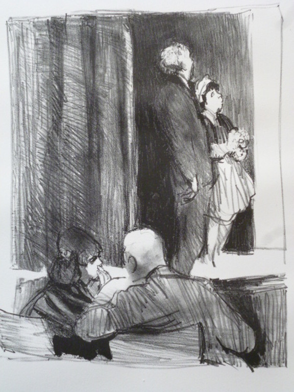 Hans Bayens - litho - Wim Kan en Corrie Vonk op het toneel verkocht voor € 45!