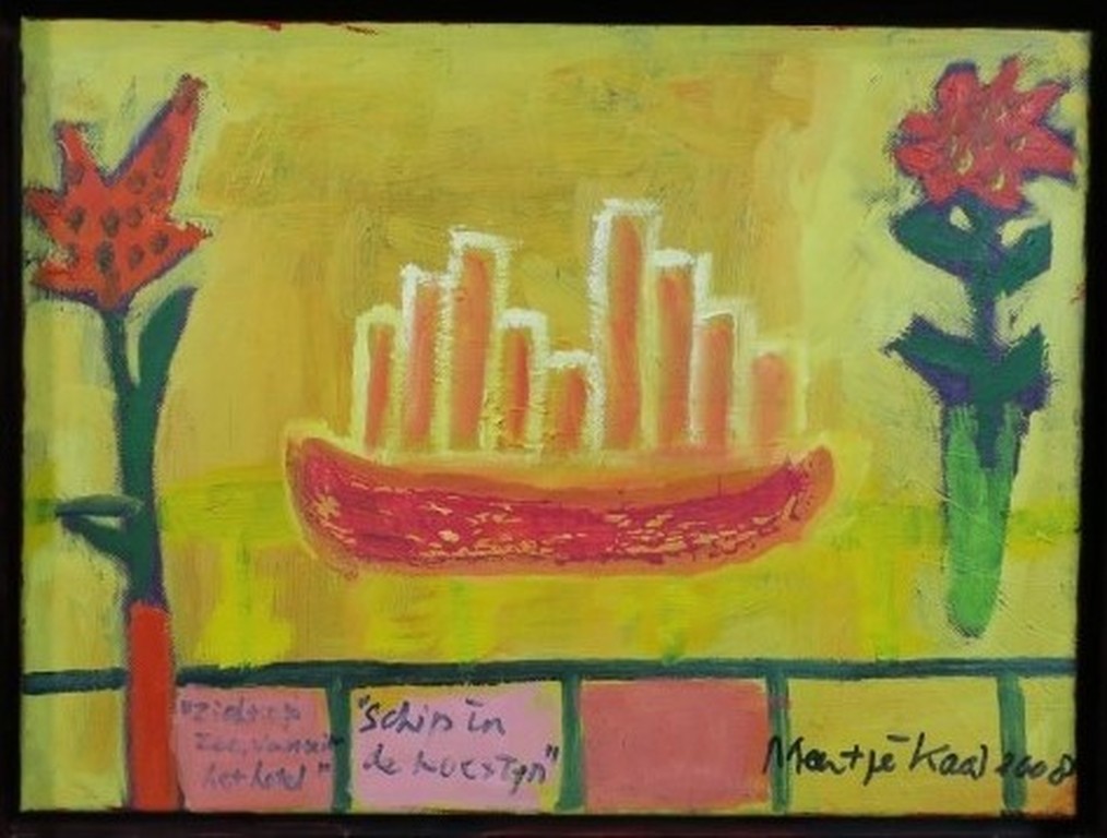 Meertje Kaal: Acryl op doek, Schip in de woestijn - Ingelijst kopen? Bied vanaf 1!