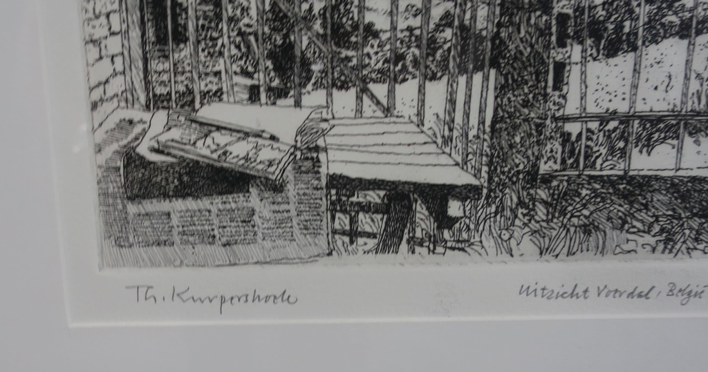 Theo Kurpershoek: Ets, Uitzicht Voerdal Belgie - Ingelijst kopen? Bied vanaf 40!