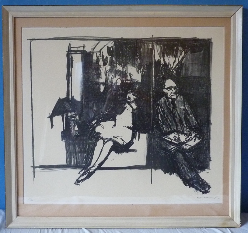 KEES VERWEY Ingelijste Litho "Kees en Jeanne In Het Atelier" 1976 + atelier boek verkocht voor € 60!