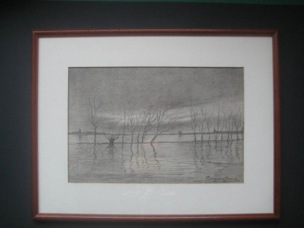 Pieter van der Brug: potloodtekening, landschap kopen? Bied vanaf 35!