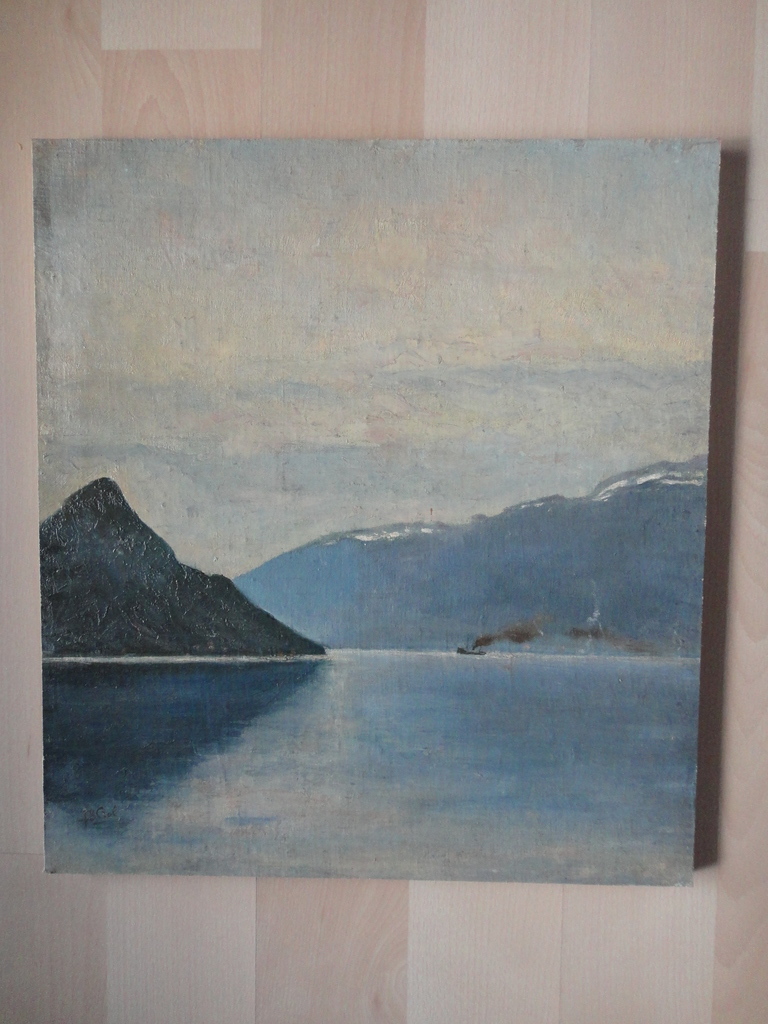 Johannes Baptista Crol, olieverf op doek op board, 'stoomboot in fjord'. kopen? Bied vanaf 1!