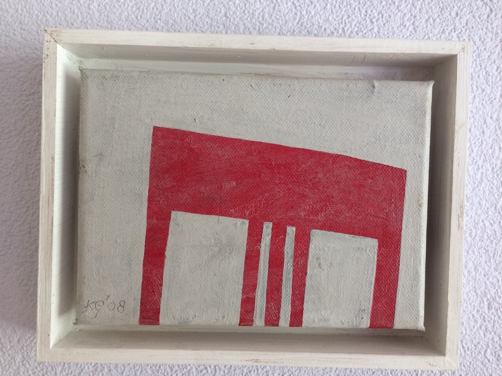 Klaas Gubbels, Rode Stoel, acrylverf op doek ingelijst door de kunstenaar zelf. kopen? Bied vanaf 850!