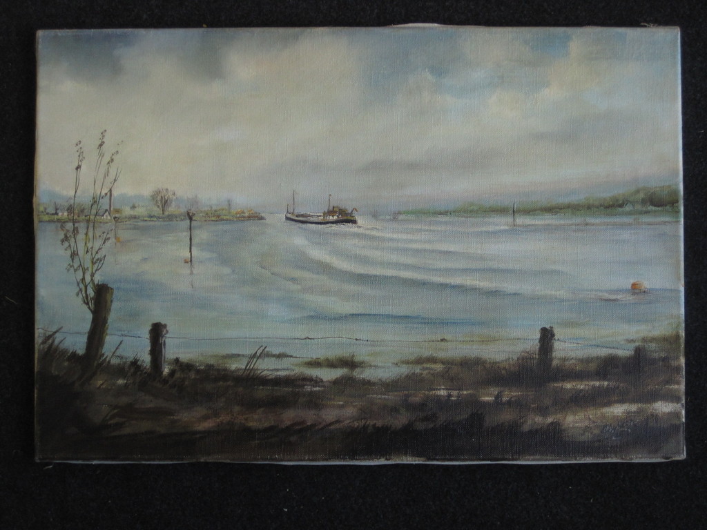 Mooi oud olieverf "binnenvaartschip op de IJssel bij Kampen" gesigneerd  kopen? Bied vanaf 1!