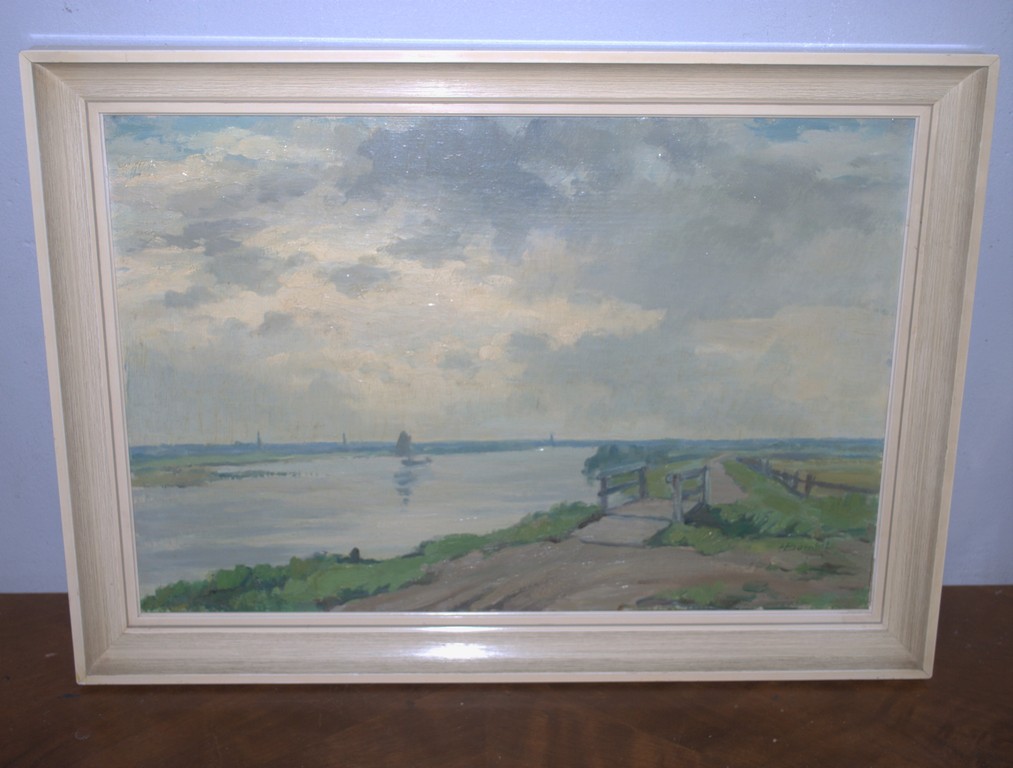 de IJssel bij Zwolle - olieverf  kopen? Bied vanaf 125!