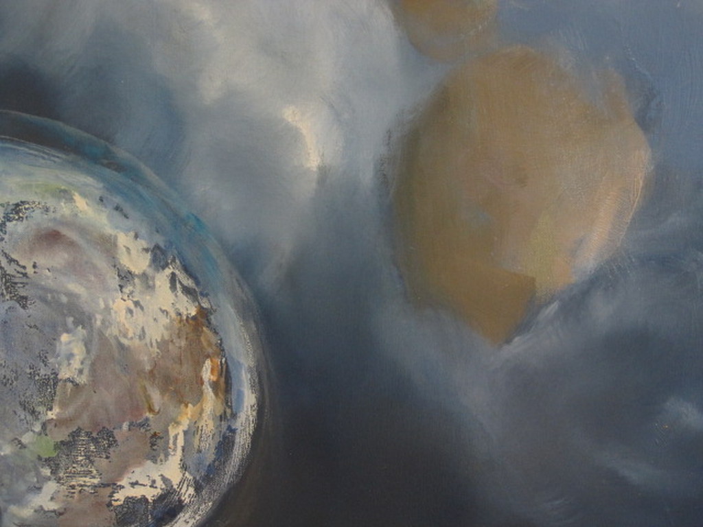 boeiend OUD surrealistisch olieverf "Moeder Aarde" monogram RW (Roelf Westra ?)  kopen? Bied vanaf 1!