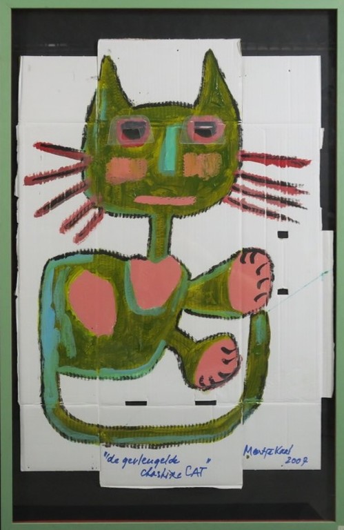 Meertje Kaal: Olieverf op karton, De gevleugelde cheshire kat - Ingelijst kopen? Bied vanaf 50!