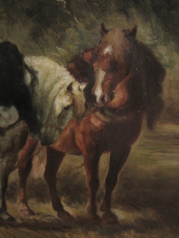draagt signatuur van W.C. Nakken - groot olieverf/doek "Hooiboeren"  kopen? Bied vanaf 1!
