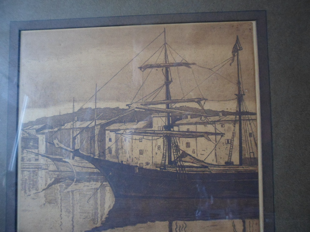 Ton Meijer, Ets met een havengezicht en een zeilschip kopen? Bied vanaf 15!