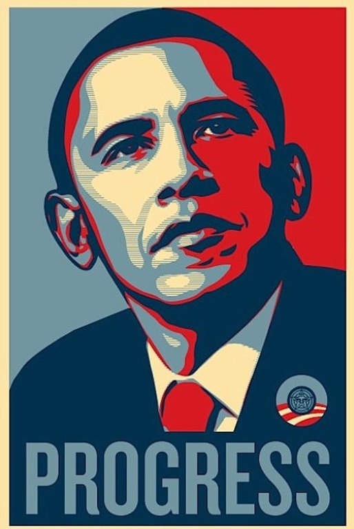Shepard Fairey (OBEY) - Barack Obama 'PROGRESS' poster - 2008 - ongesigneerd kopen? Bied vanaf 145!