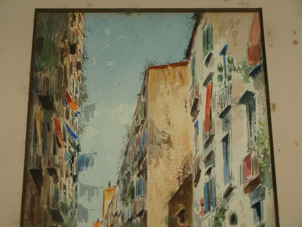 Onduidelijke signatuur – Aquarel – Zuid-Europees stadsgezicht– Gesigneerd - Oud  kopen? Bied vanaf 50!