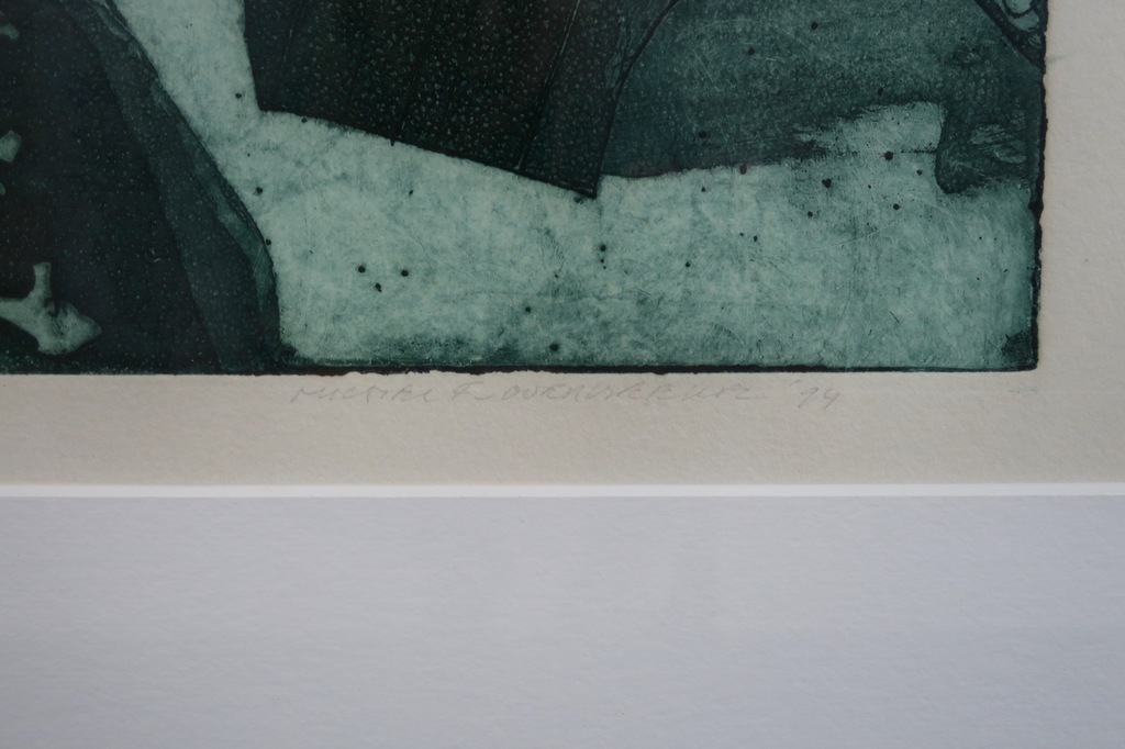 Michel van Overbeeke: Ets met bladgoud, Music landscape II - Ingelijst kopen? Bied vanaf 60!