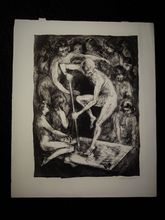 Mooie grote 1955 gesigneerde Vanitas Steendruk Jan Förrer (1925-)  kopen? Bied vanaf 1!