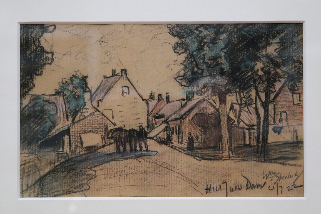 Willem Steelink Jr. (1856-1928) - gemengde techniek (2x) - dorpsstraat en schuur kopen? Bied vanaf 80!