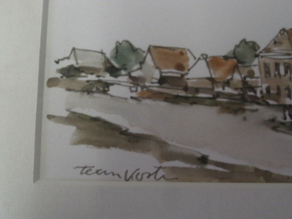 gesigneerd "Koster" aquarel Hollands dorp met molen omstreeks 1960 kopen? Bied vanaf 1!