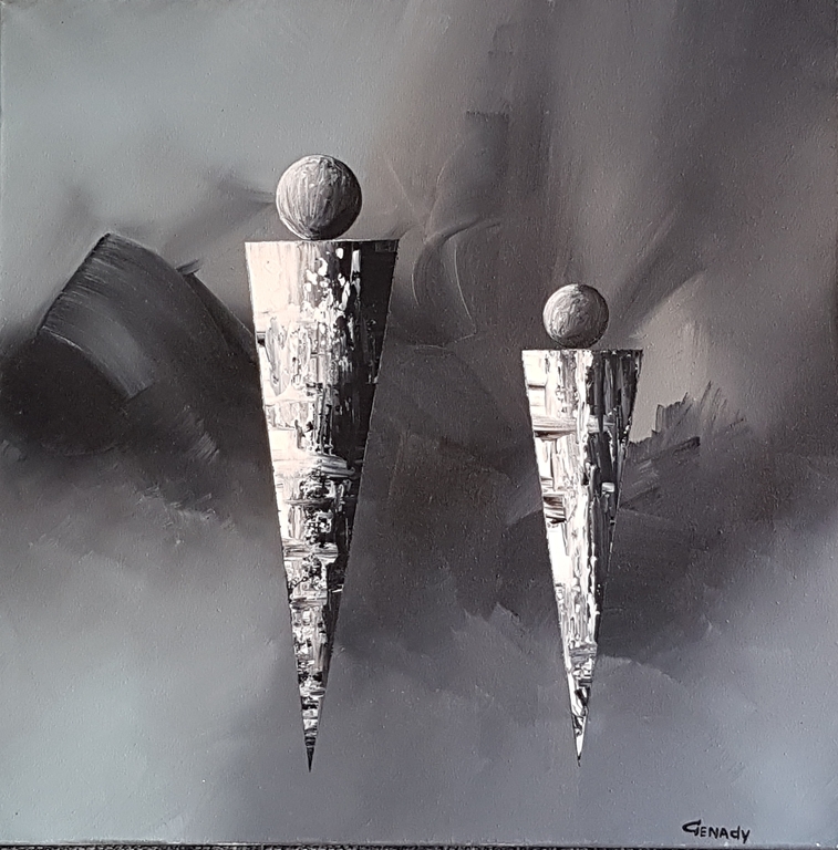 Shilderij van Genady, abstract, grijstinten kopen? Bied vanaf 75!