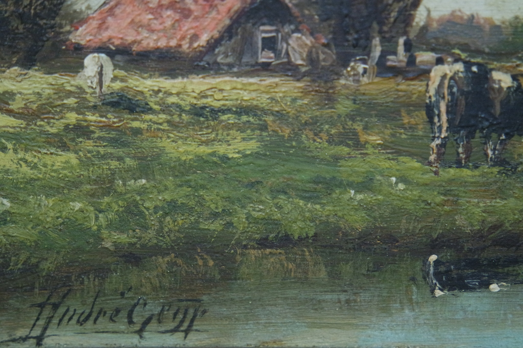 Adriaan Marinus Geijp (1855-1926) - landschap met koeien - olieverf op paneel kopen? Bied vanaf 299!