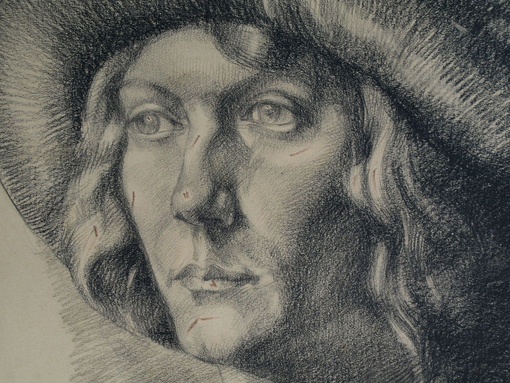 Elias Smalhout : Tekening , Bregtje met hoedje – ca 1920  kopen? Bied vanaf 1!