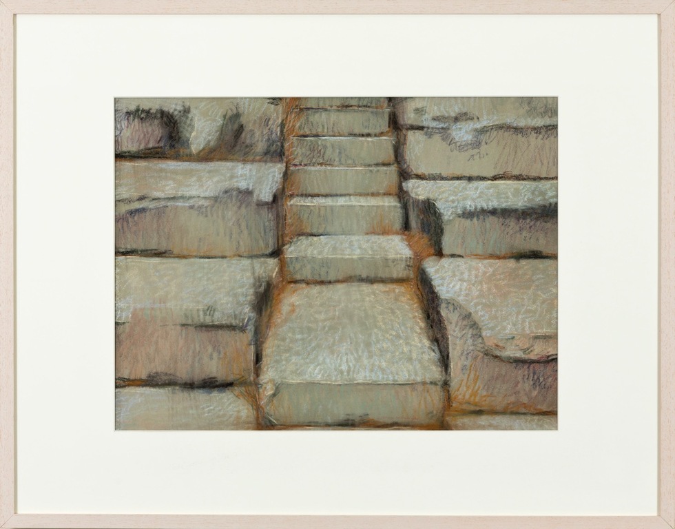 Gemma M.C. Wingen: Pasteltekening, Altijd omhoog - Ingelijst verkocht voor € 50!