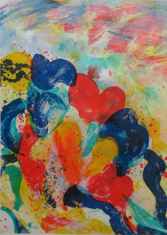 Jan Cremer -Tulpen - Kleurrijke Zeefdruk. 1973. Mooi ingelijst (groot) kopen? Bied vanaf 435!