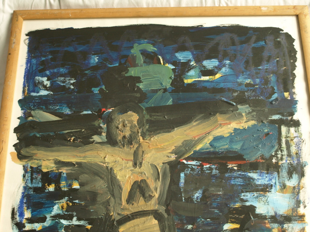 Peter Klashorst : Acrylverf op papier – Golgotha - ingelijst - 1994 kopen? Bied vanaf 1!