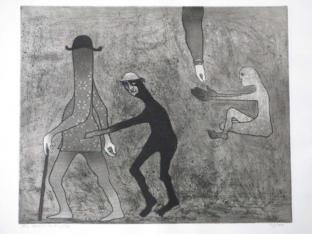 Harry van Kruiningen, De zakkenroller en de bedelaar, Ets verkocht voor € 55!