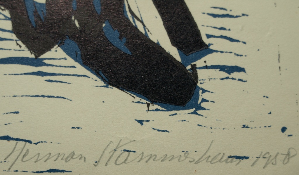 Herman Stammeshaus : houtsnede – Ballerina – Gesigneerd & ingelijst - 1958 kopen? Bied vanaf 25!