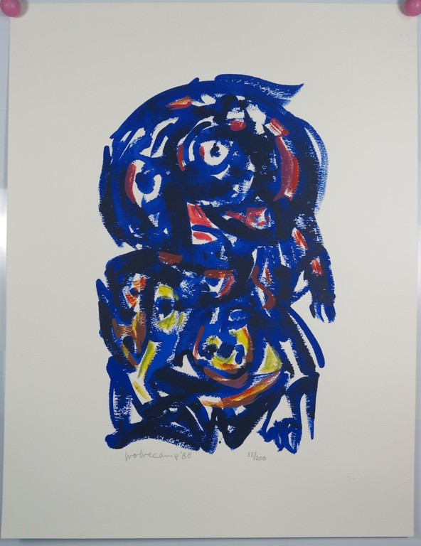 Theo Wolvecamp: Zeefdruk, Blauw figuur kopen? Bied vanaf 160!