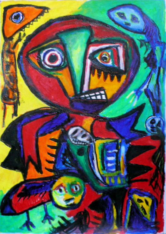 'verbazing' gemengde techniek op dik papier. gesigneerd verkocht voor € 80!