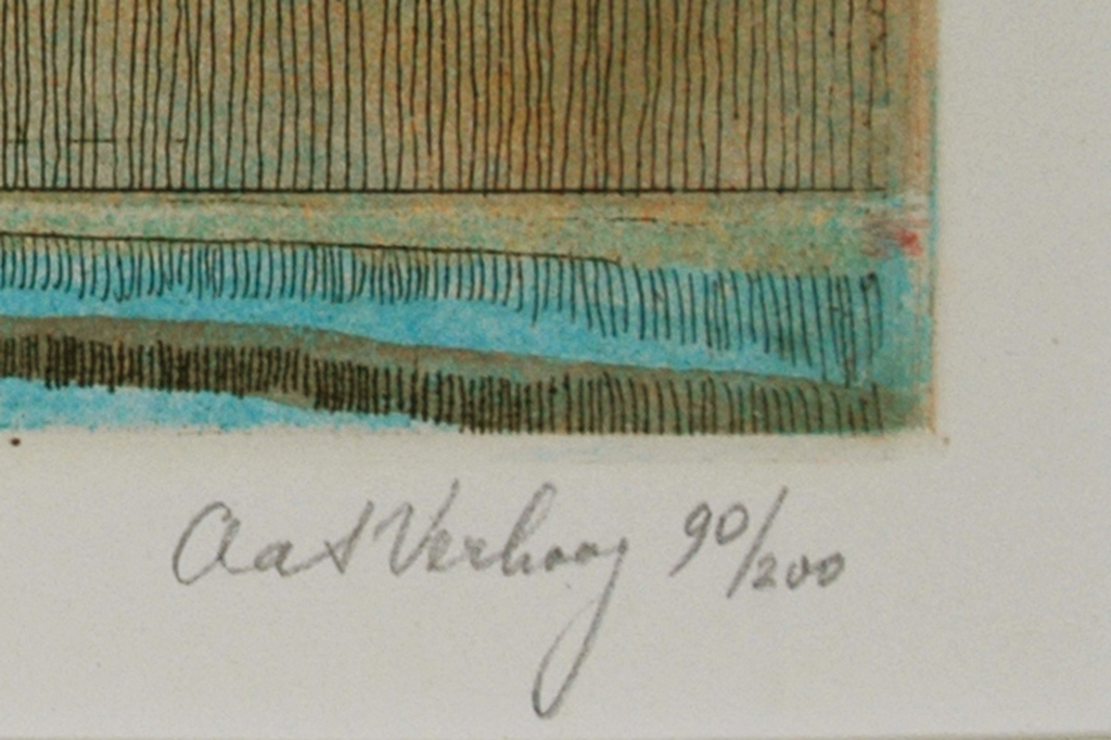 Aat Verhoog: Ruiter te paard springend over de boomtakken - ets  kopen? Bied vanaf 75!