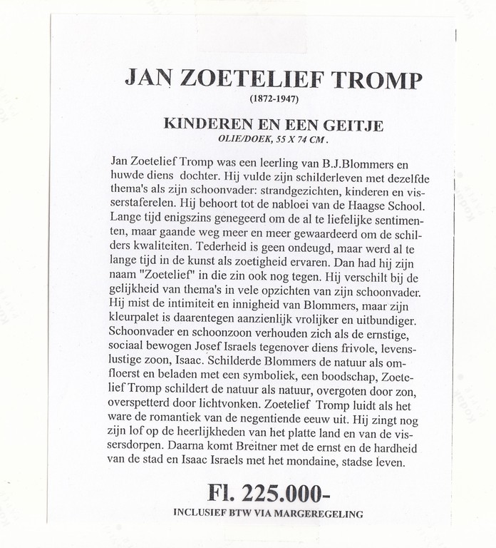 Jan Zoetelief Tromp: Kleurenfoto onbekende fotograaf, Kinderen en een geitje kopen? Bied vanaf 1!