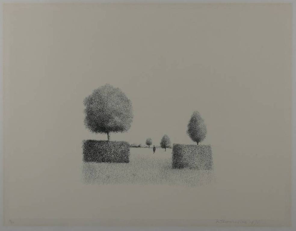 Metten Koornstra: Litho, Figuur in landschap verkocht voor € 50!