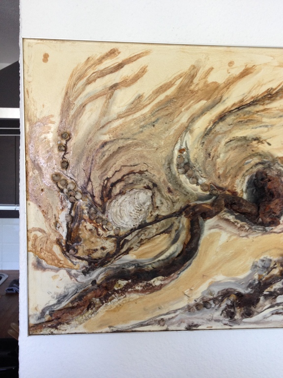 Jeanine Veldman '77 80,5x40,5x8 gemengd olie, steen, schelpen, hout schilderij kopen? Bied vanaf 45!