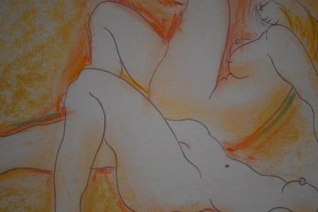 Theo Beerendonk, stoeiende vrouwen, potlood/pastel 25 x 25 - 1968 gesigneerd kopen? Bied vanaf 50!