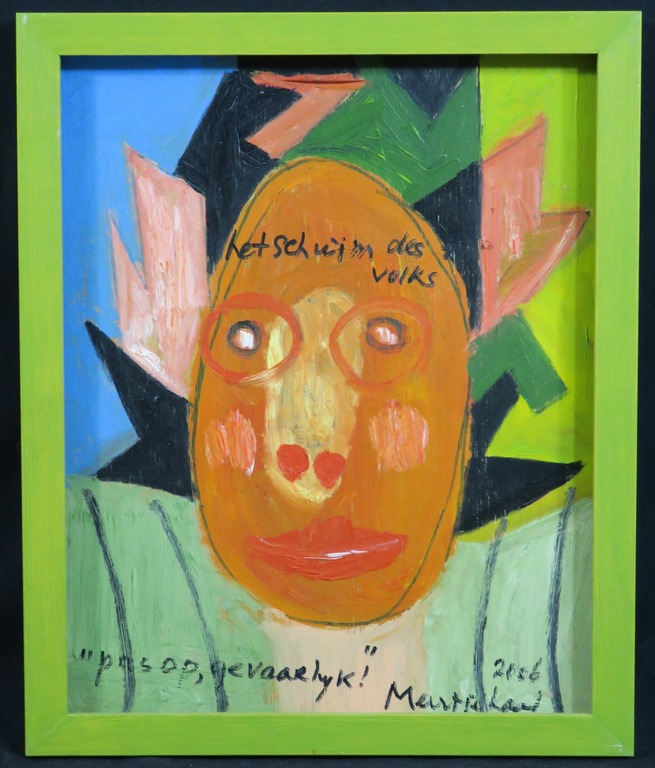 Meertje Kaal: Acryl op paneel, Het schuim des volks - Ingelijst verkocht voor € 40!