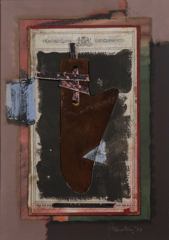 Jan Martens: Collage, Stof en IJzer op karton, Z.T. kopen? Bied vanaf 1!