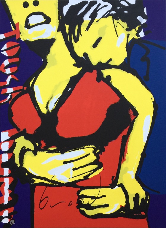 Herman Brood - Gesigneerde zeefdruk op linnen: Tough Bump verkocht voor € 550!