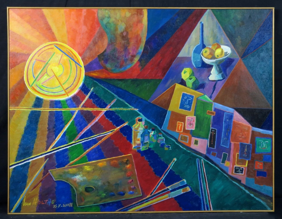 Jan van Holthe: Olieverf op doek, Atelier IV - Ingelijst (Groot) verkocht voor € 200!