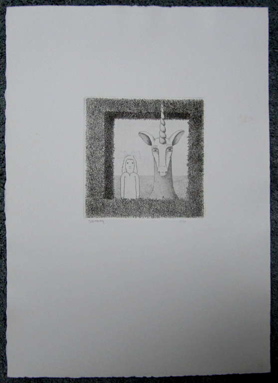 Dolf Zwerver, ets, Eenhoorn kopen? Bied vanaf 85!