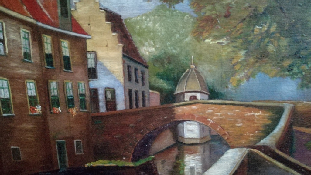 Onbekend kunstenaar, olieverf op paneel, figuratief stadszicht kopen? Bied vanaf 1!