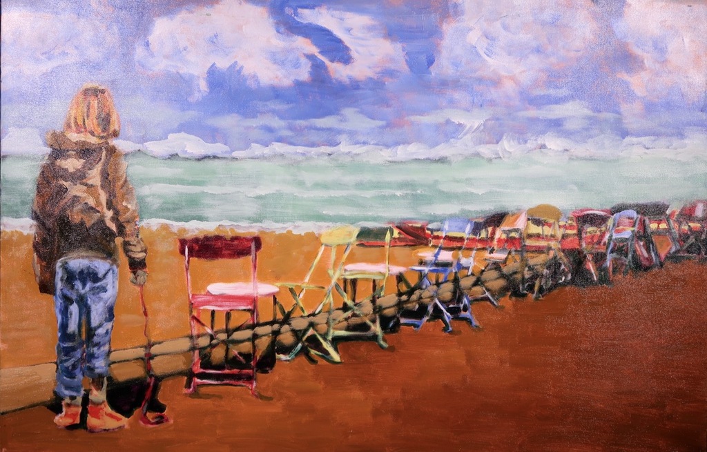 Peter van der Ploeg: Olieverf op doek, Kind op het strand verkocht voor € 140!