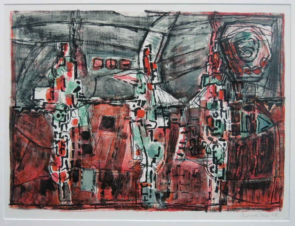 Corneille: Kleurenlitho, Nuit d'ete - Ingelijst kopen? Bied vanaf 400!